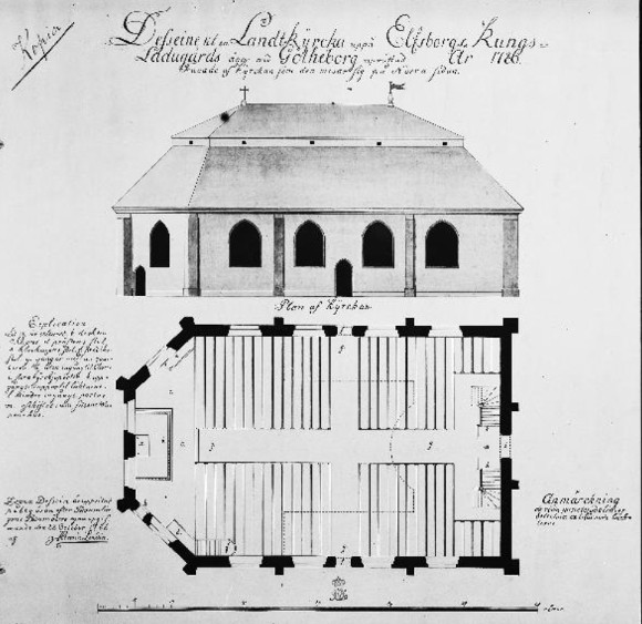 Majebergs kyrka (Ritning från 1786)
